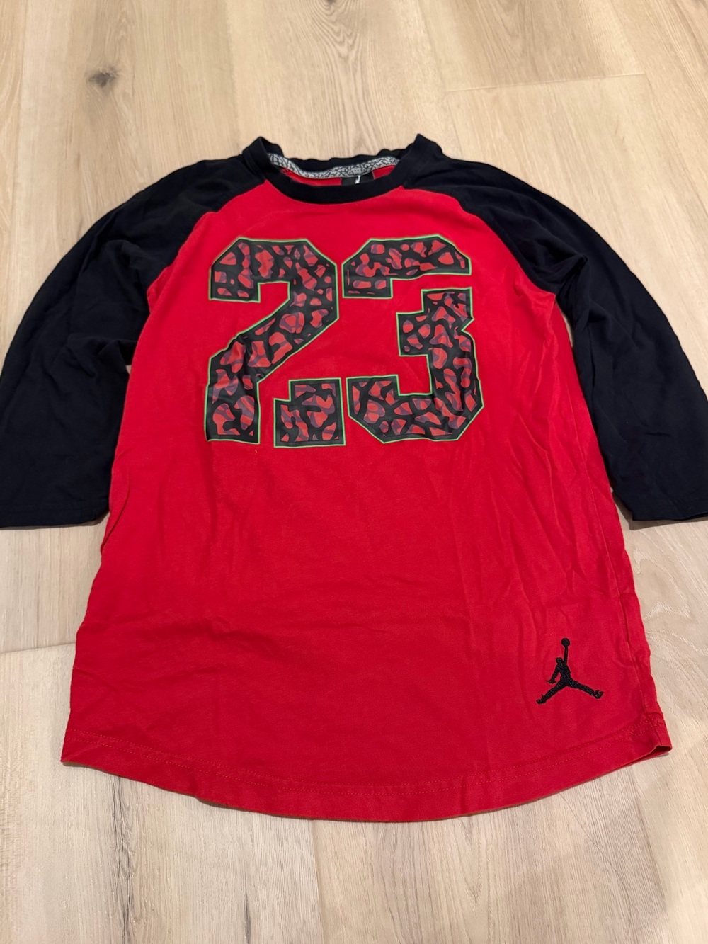 Jordan Red & Black '23' Raglan Long Sleeve Tee